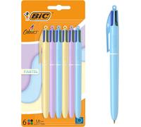 BIC 4 Colours Pastel Ball Pens with Medium Points (1.00 mm) - Assorted Colours,