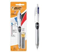 BIC 4 Colours Pen & Mechanical Pencil Combo – 3 Ballpoint 1.0mm (Blue/Black/Red), 0.7mm +12 Leads