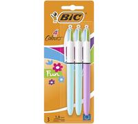 BIC Retractable Ballpoint Pens 4 Colours Fun - Four Ink Colours, Medium 1.0 mm - Pack of 3