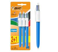 BIC Retractable Ballpoint Pens - 4 Colours Original - Medium 1.0mm - Pack of 3