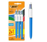 BIC 4 Colours Pens Multicolour Original Retractable Ballpoint Pens Pack of 3
