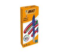 BIC 4 Colours Pro Ballpoint Pen - Retractable - Medium Tip - Blue Barrel - Pack of 12