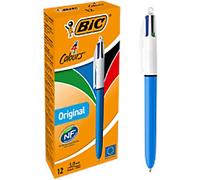 BIC 4 Colours Original Retractable Comfortable Ballpoint Pens - Box of 12 - Medium Point (1.0 mm) - Precision Writing