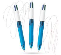 BIC 4 Colours Retractable Ballpoint Pens, Medium Point (1.0 mm) Every-Day Writing Pens with Extra Comfort Grip, Blue, Multipack (3)