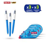 Bic 4 Colours Retractable Pens 3X With Pocket Mouse Correction Tape 3X