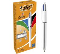 BIC 4 Colours Shine Retractable Ballpoint Pen Black/Blue/Red/Green (Pack of 12