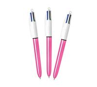 BIC 4 Colours Shine Ballpoint Pen - Pink Barrel Multicolour Ink Pen, Retractable Smooth Writing Pens, Refillable Medium Point 4 in One Biro for School, Office, Study, Journaling and Organisation