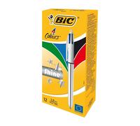 Bic 4 Colours Shine Ballpoint Pen Silver Barrel - Pack of 12 (919380)