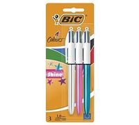 BIC 4 Colours Shine Ballpoint Pens Medium Point 1.0 Mm Assorted Metallic Barrel