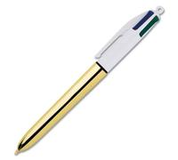 BIC 4 Colours Shine Ballpoint Pens Medium Point (1.0 mm) - Metallic Gold Barrel, Box of 12