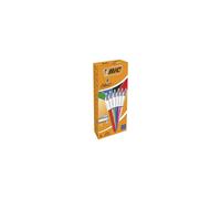 BIC 4 Colours Shine Retractable Ballpoint Pens, Medium Point (1.0 mm) - Assorted Metallic Barrels, Box of 12