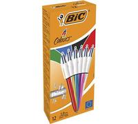 BIC 4 Colours Shine Black, Blue, Green, Red Clip-on retractable ballpoint pen Medium 12 pc(s)