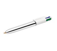 Bic 4 Colours Shine Ballpoint Pens Silver Barrel Pack Of 12