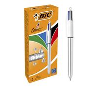 BIC 4 Colours Shine Retractable Ballpoint Pen Black/Blue/Red/Green (Pack of 12