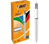 BIC 4 Colours Shine Retractable Ballpoint Pen Black/Blue/Red/Green (Pack of 12