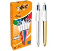 BIC 4 Colours Shine Retractable Ballpoint Pens, Medium Point (1.0 mm) - Assorte