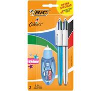 Bic 4 Colours Shine Unisex Fashion 4C 1 Tape Free Twist Retractable Ballpoint Pen with Three Colours