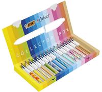 BIC 4 Colours Special Collection of 15 Ball Pens Medium Points (1.00 mm) and Wide Point (1.6 mm) - Assorted Ink Colours, Box of 15