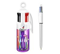 BIC 4 Colours Sun, Grip, Shine, Mini with Pen Holder, Retractable Pens, Ballpoint Pens, Medium 1.0mm, Green, Blue, Red, Black, 6 Pens Per Pack, 1 Pack