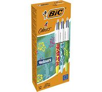 BIC 4 Colours Velours - Box of 12 Pens, blue