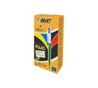 Bic 4 Colours Fluo Retractable Ballpoint Pens, Medium 1.0mm Tip - Box of 12