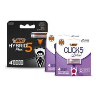 Bic 4x Hybrid 5 Flex Men's & 2x Click 5 Soleil Women's Razor Refill Per 4Pcs Bic Multicolor