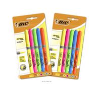 Bic 511032 Highlighter Grip Pens with Modular Chiselled Nib and Water-Based Ink - Assorted Colours- 10 (2 Packs of 5)