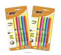 Bic 511032 Highlighter Grip Pens with Modular Chiselled Nib and Water-Based Ink - Assorted Colours- 10 (2 Packs of 5)