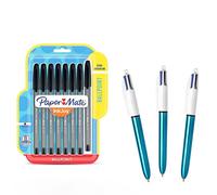 Bic 8 Packs InkJoy 100ST Ballpoint Black & 4 Color Ballpoint Pens 3 Counts Bic Multicolor