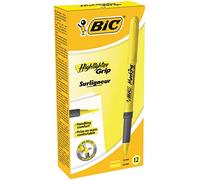 Bic 811935 - Briteliner Grip Chisel Tip Highlighter Pen Yellow (PK12)
