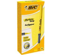 BIC 811935 Pack of 12 Yellow Bevelled Tip Marker Pens (Yellow, Bevelled Tip, Yel