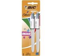 BIC 950639 4 Colours Shine Pack of 2 Ballpoint Pens 1 mm Barrel Silver