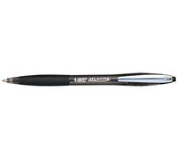 BIC Atlantis Classic Retractable Ball Pens - Box of 12- Black Colour- Medium Point (1.0 mm) - Soft Rubber Grip