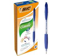 BIC Atlantis Classic Retractable Ballpoint Pen Grip Medium 0.4 mm Blue Pack of 12