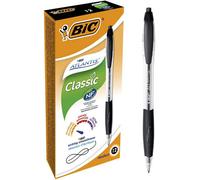 BIC Atlantis Classic Retractable Ballpoint Pen Grip Medium 0.4 mm Black Pack of 12