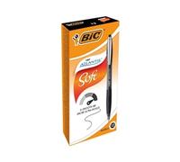 BIC Atlantis Classic Retractable Ball Pens - Box of 12- Black Colour- Medium Point (1.0 mm) - Soft Rubber Grip