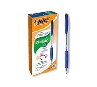 BIC Atlantis Classic Retractable Ballpoint Pen Grip Medium 0.4 mm Blue Pack of 12