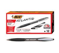 Bic Atlantis Smooth Click Retractable Pen Medium Point Comfortable Grip 12pk