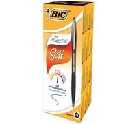 BIC Atlantis Soft. Product colour: Black Silver Writing colours: Black Type: Clip-on retractable ballpoint pen. Quantity per pack: 12 pc(s) Package width: 33 mm Package depth: 74 mm