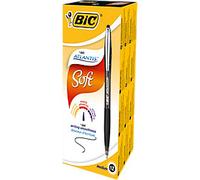 BIC Atlantis Soft Retractable Ballpoint Pen Black 0.4 mm Medium Refillable Pack of 12