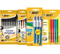 BIC Back to School Stationery Set - Assorted Colour Ballpoint Pens, Highlighter