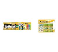 Bic Ballpoint pen, Colouring pen, 4 Colours, Highlighters and Black 21g Ecolutions Glue Stick