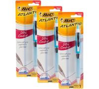 BIC Ballpoint Pens, Medium Point 1.0mm, Black | Retractable | Ultra Comfort | Assorted Barrel Colors | 3-Pack
