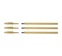 Bic Ballpoint Pens Pack of 3 Crystal Celebrate Edition Limitee Blue Body Paste Gold