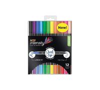 BIC BICFPINDP12AST Fineliner 2-in-1 Dual Tip Markers, Assorted Color - Pack of 12