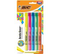 BIC Brite Liner Highlighter, Chisel Tip, Assorted Highlighter Colors, 5-Count, Chisel Tip for Broad Highlighting or Fine Underlining