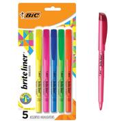 BIC Brite Liner Highlighter, Chisel Tip, Assorted Highlighter Colors, 5-Count, Chisel Tip for Broad Highlighting or Fine Underlining