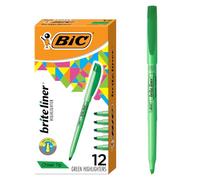 BIC Brite Liner Highlighter, Chisel Tip, Green, 12-Count (BL11-GREEN) | Ideal Highlighter Set for Organizing and Coloring, Vivid Translucent Ink, Resists Smudging and Fading