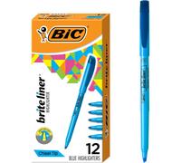 BIC Brite Liner Highlighters, Chisel Tip, 12-Count Pack of Blue Highlighters, Ideal Highlighter Set for Organizing and Coloring