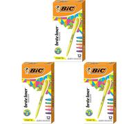 BIC Brite Liner Highlighters, Chisel Tip, 12-Count Pack of Highlighters Assorted Colors, Ideal Highlighter Set for Organizing and Coloring (Pack of 3)
